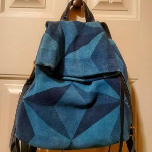 Aimee Kesternberg blue denim leather backpack